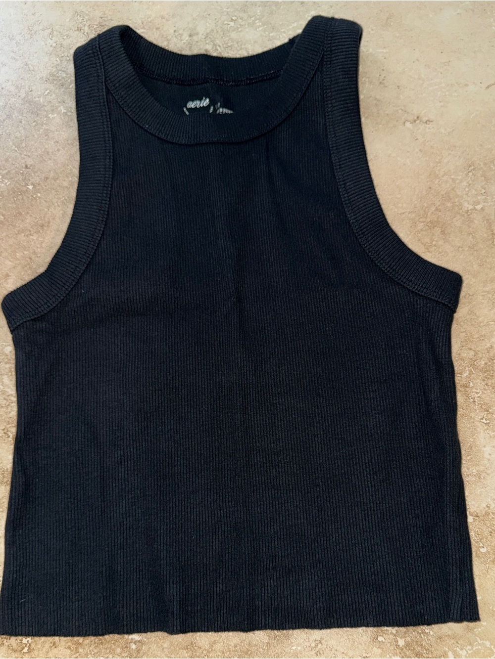 aerie Black Ribbed Kids Tank Top